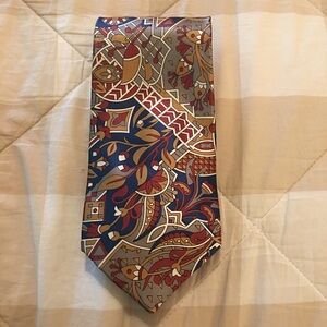 Vintage Oleg Cassini Art Deco Floral Patterned Silk Tie